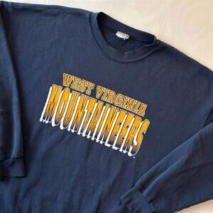 🏔️ Vintage West Virginia WVU Sweatshirt Thrashed Grunge 90s Distressed Crewneck